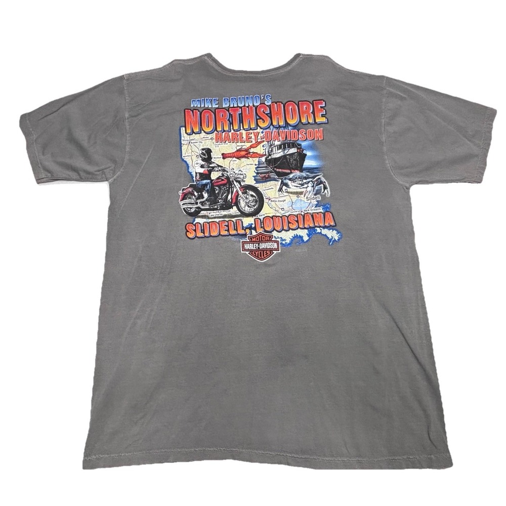 Harley-Davidson Slidell Louisiana T-Shirt XL Gray Northshore Ride Hard Graphic